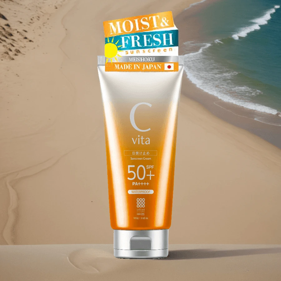 Meishoku C Vita Sunscreen Cream SPF50+, sunscreen with velvety, lightweight texture, 50 g
