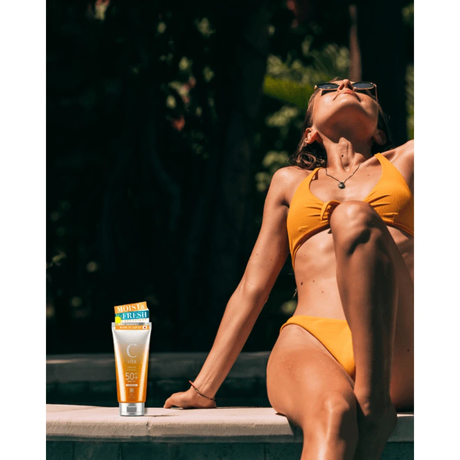 Meishoku C Vita Sunscreen Cream SPF50+, sunscreen with velvety, lightweight texture, 50 g