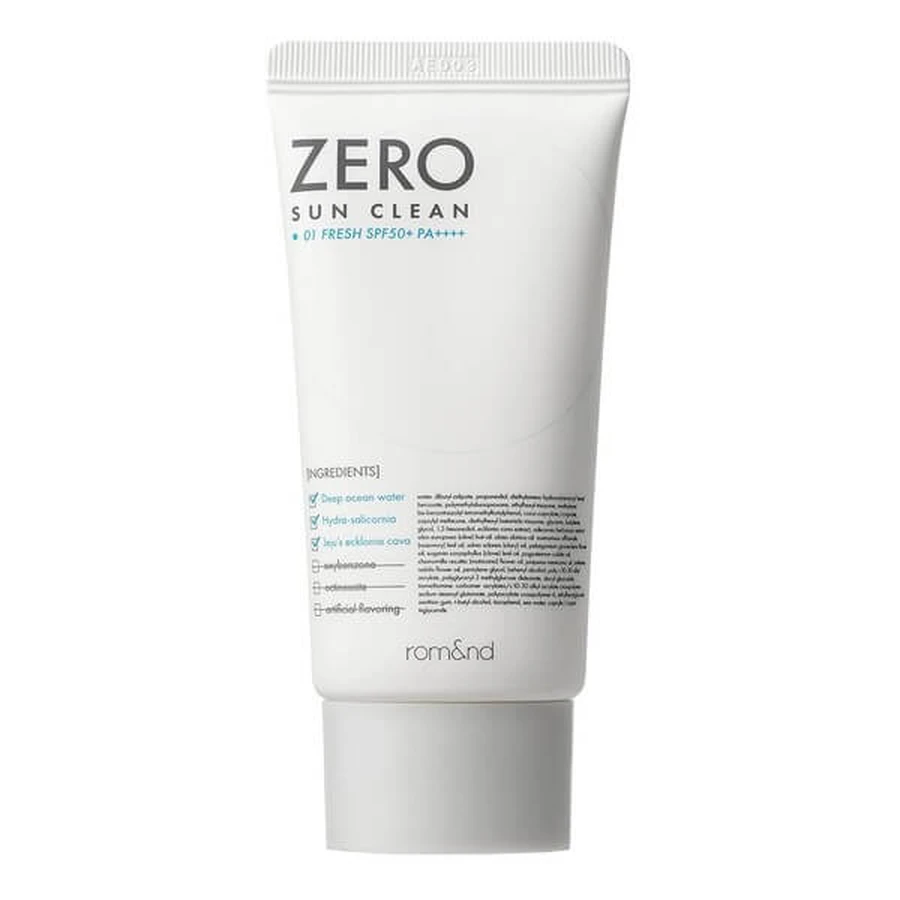 Rom&amp;nd Zero Sun Clean, toning sunscreen for face SPF50+ PA++++, 01 Fresh, 50 ml