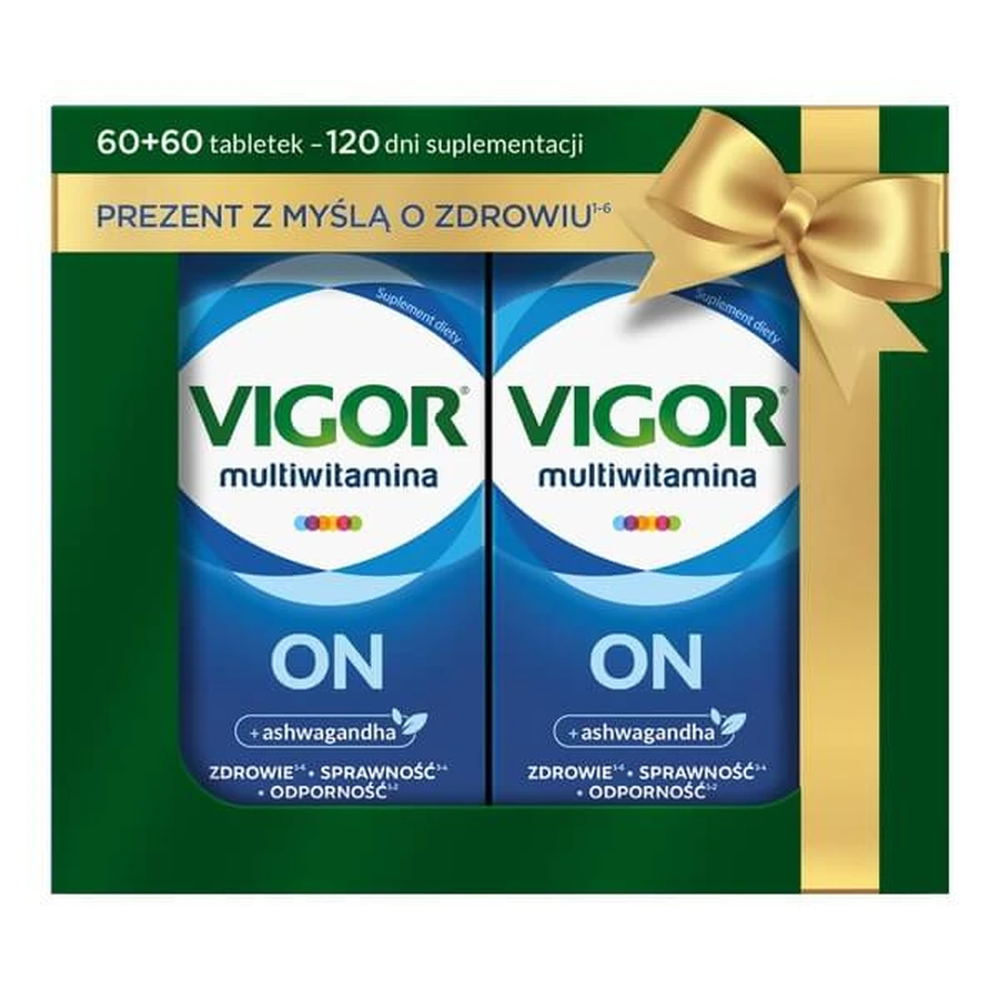 Set van 2x Vigor Multivitamine ON, tabletten, 60 stuks.