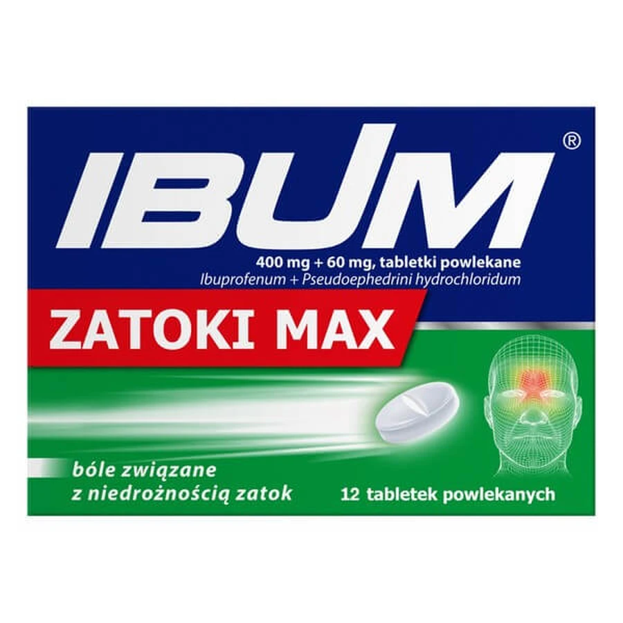 Ibum Zatoki Max, 400 mg + 60 mg, comprimidos recubiertos con película, 12 uds.
