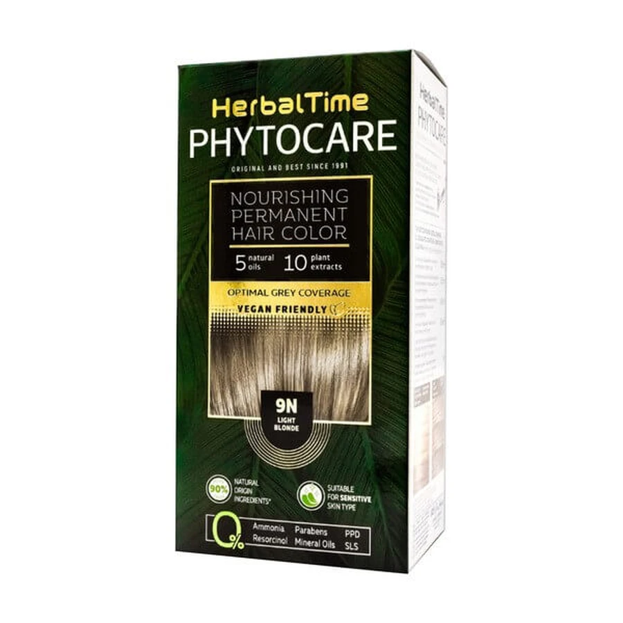 Herbal Time Phytocare, farba do włosów 9N, light blonde, 130 ml: ceny i cechy