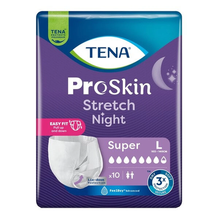 Tena Stretch ProSkin Super Night, pañales de noche, talla L, 10 uds.