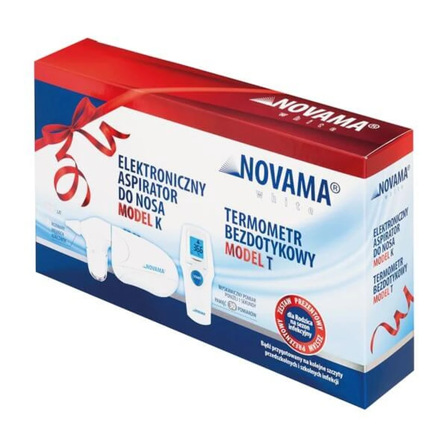 Novama White Set, berührungsloses Thermometer, Modell T + elektrischer Nasensauger, Modell K