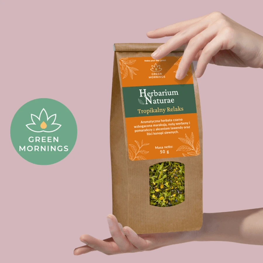 Green Mornings, Herbarium Naturae, Tropical Relaxation, composition à base de thé noir, 50 g.