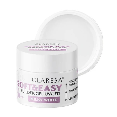 Claresa Soft&amp;Easy Builder Gel, nagelopbouwgel, Melkwit, 12 g