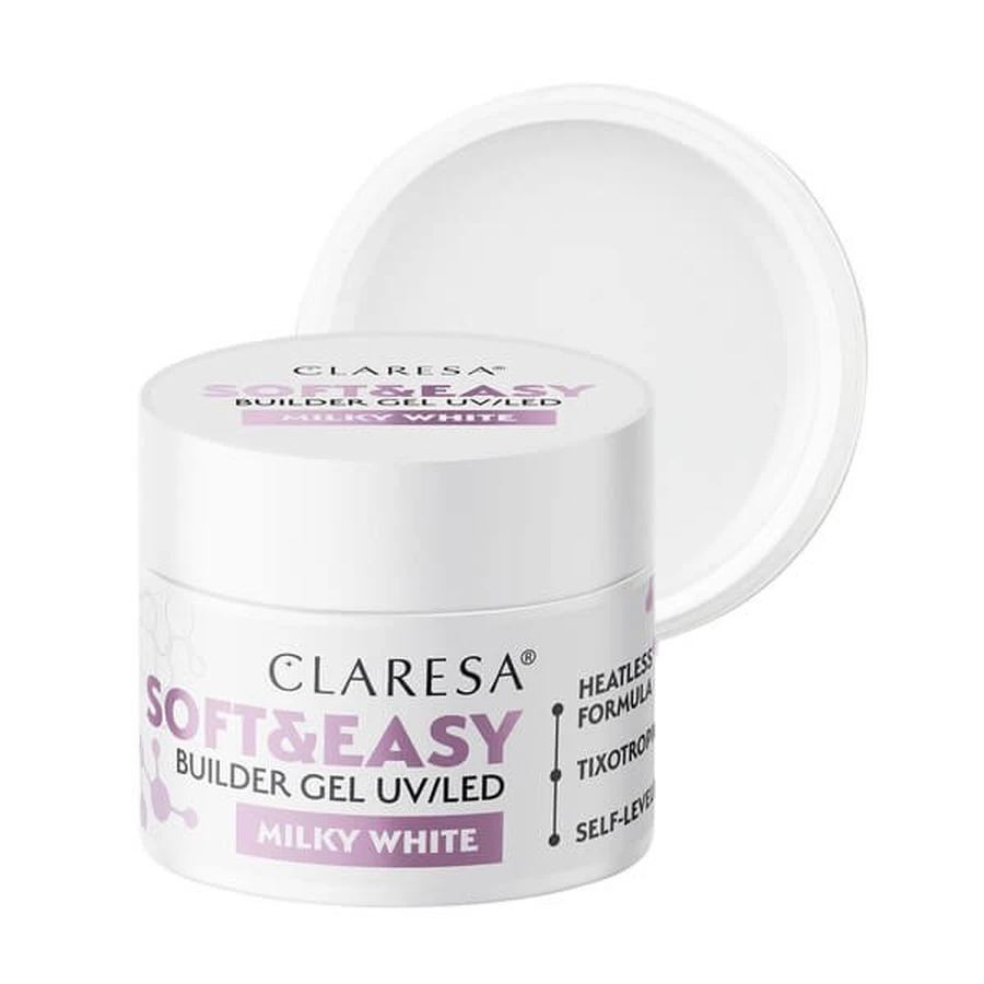 Claresa Soft&amp;Easy Builder Gel, nagelopbouwgel, Melkwit, 12 g