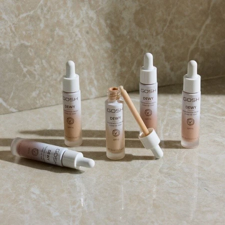Gosh Dewy Foundation Drops, aufhellende Foundation-Tropfen SPF 15, 002 Porzellan, 12 ml.