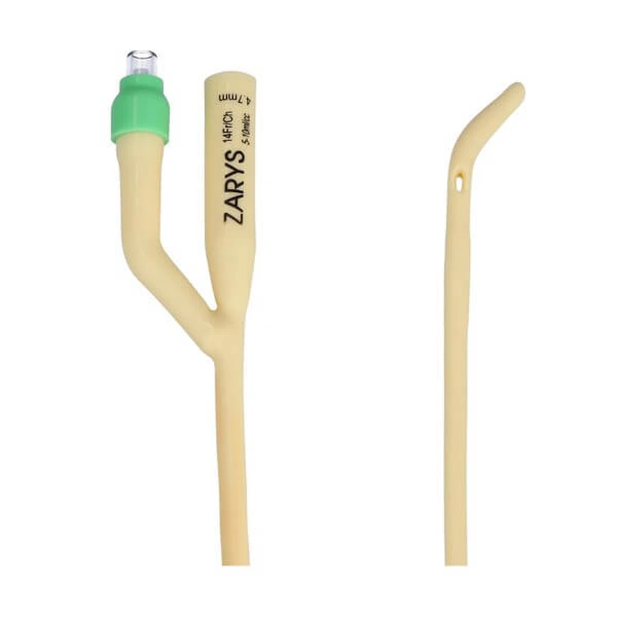 Esquema, sonda urológica Foley'a, de dos vías con válvula de plástico y punta Tiemann, CH 14/5-10 ml, 1 ud.