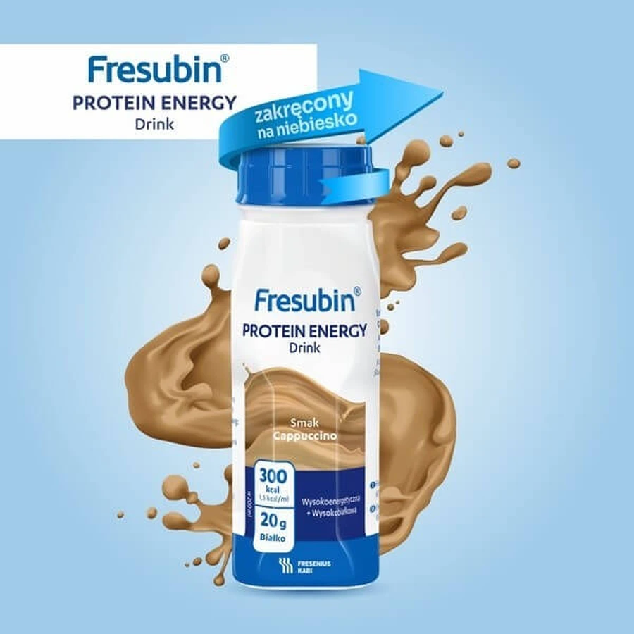 Fresubin Protein Energy Drink, cappuccino flavored liquid, 8 x 200 ml