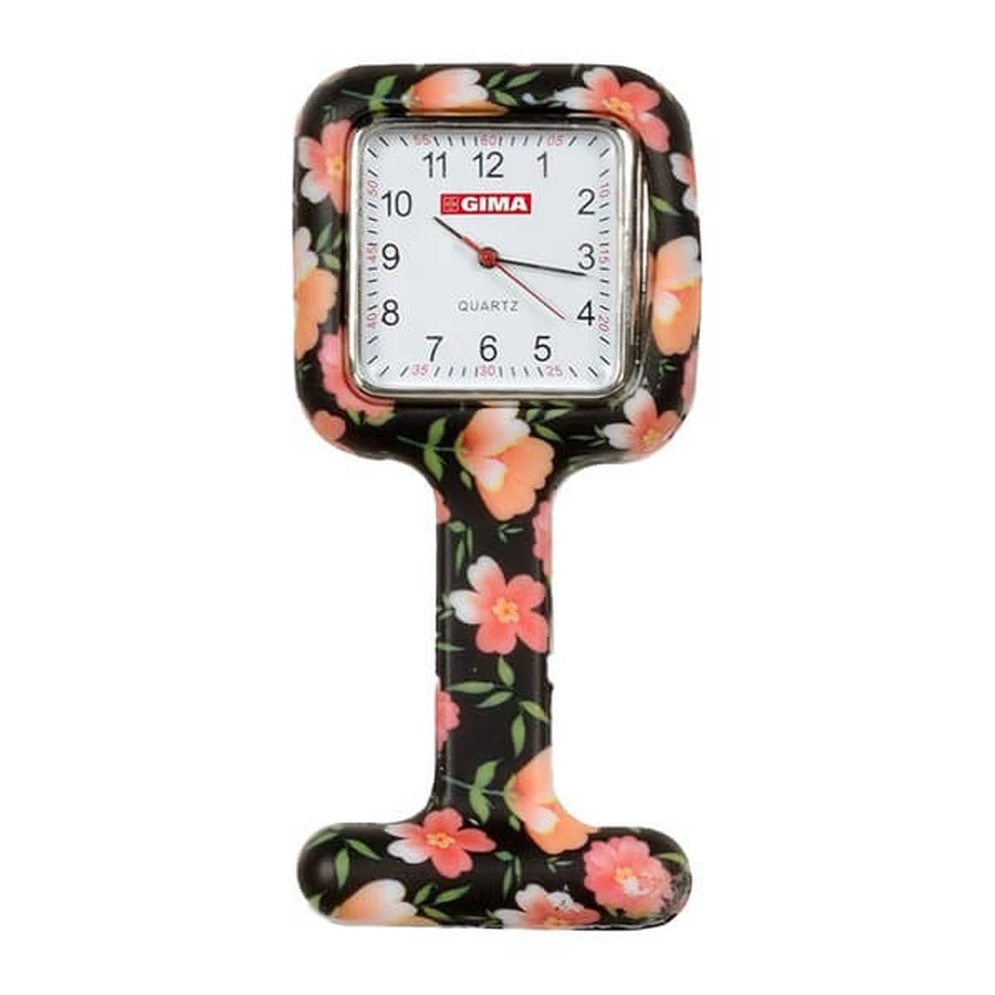 GIMA Reloj de enfermera-rosas fantasía Reloj de enfermera reloj cuadrado de silicona