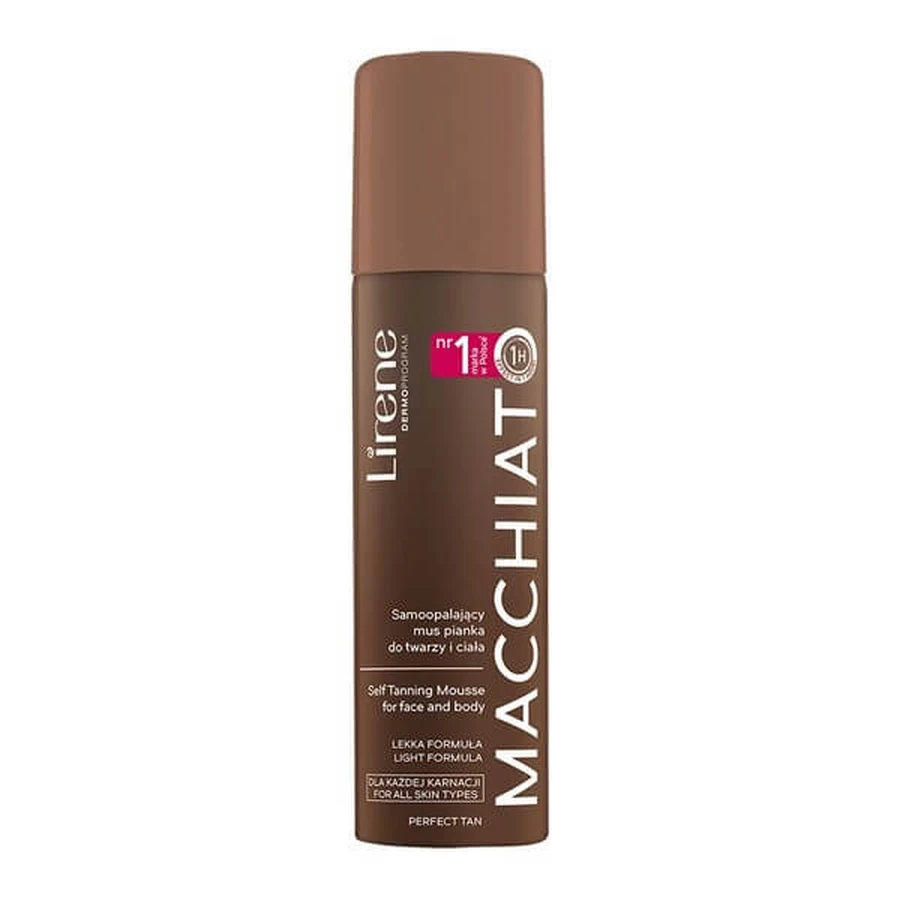 Lirene Perfect Tan, Selbstbräunungs-Mousse für Gesicht und Körper, Macchiato, 150 ml