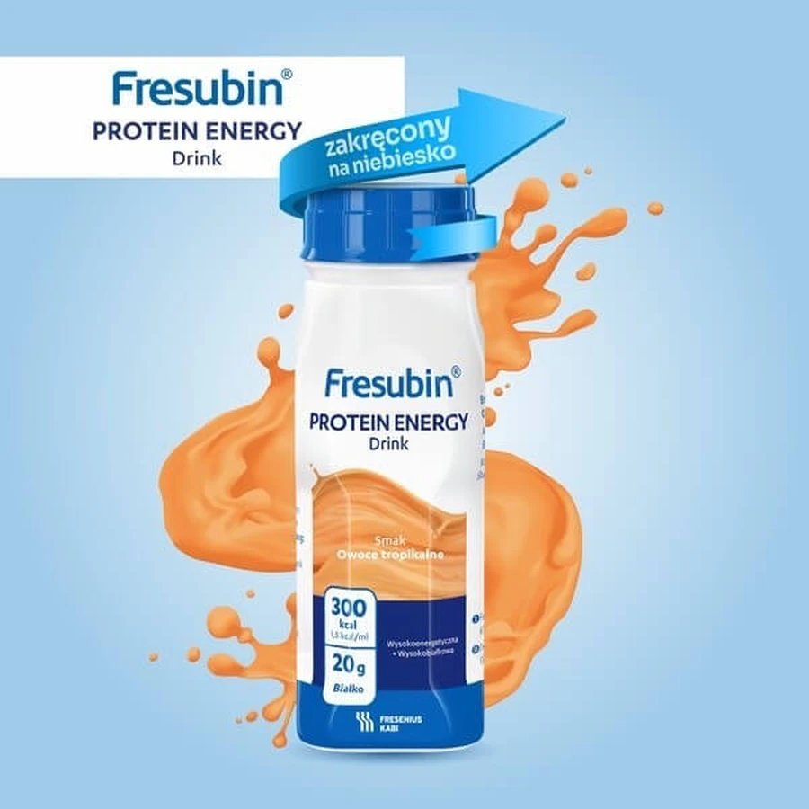MIX set, Fresubin Protein Energy Drink, 2 x strawberry flavor, 4 x 200 ml + 2 x tropical fruit flavor, 4 x 200 ml