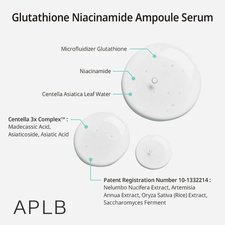 APLB Glutatión Niacinamida Ampolla, sérum facial iluminador con glutatión y niacinamida, 40 ml