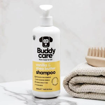 Buddycare, hondenshampoo, vanille en sheaboter, 500 ml