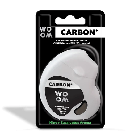 WOOM Carbon+, swelling dental floss with activated carbon, 30 m