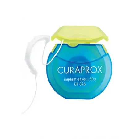 Curaprox Implant Saver, flosdraad voor het reinigen van groeven rond implantaten, 30 stuks.