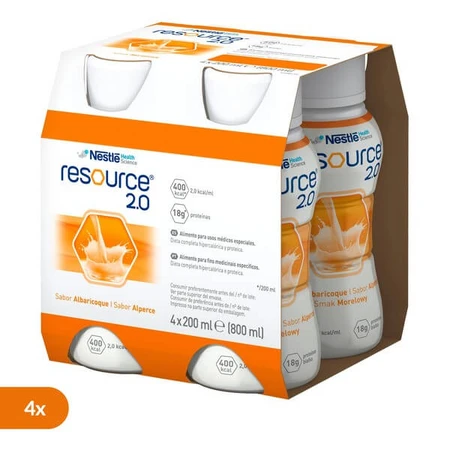 Set de 4 x Resource 2.0, liquide aromatisé à l'abricot, 4 x 200 ml