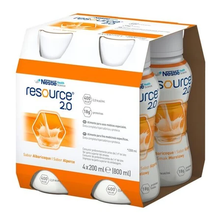 Set de 4 x Resource 2.0, liquide aromatisé à l'abricot, 4 x 200 ml