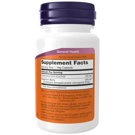 Now Foods Coenzyme Q10 100 mg with hawthorn, capsules, 30 pcs.