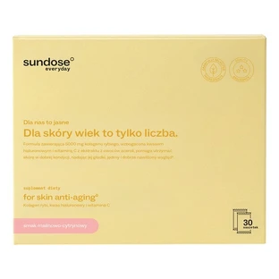 Sundose Everyday For Skin Anti-Aging Hyaluronic Acid and Vitamin C, powder sachets, raspberry and lemon flavor, 30 pcs.