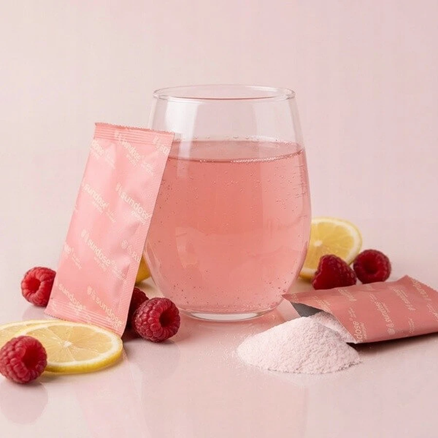 Sundose Everyday For Skin Anti-Aging Hyaluronic Acid and Vitamin C, powder sachets, raspberry and lemon flavor, 30 pcs.