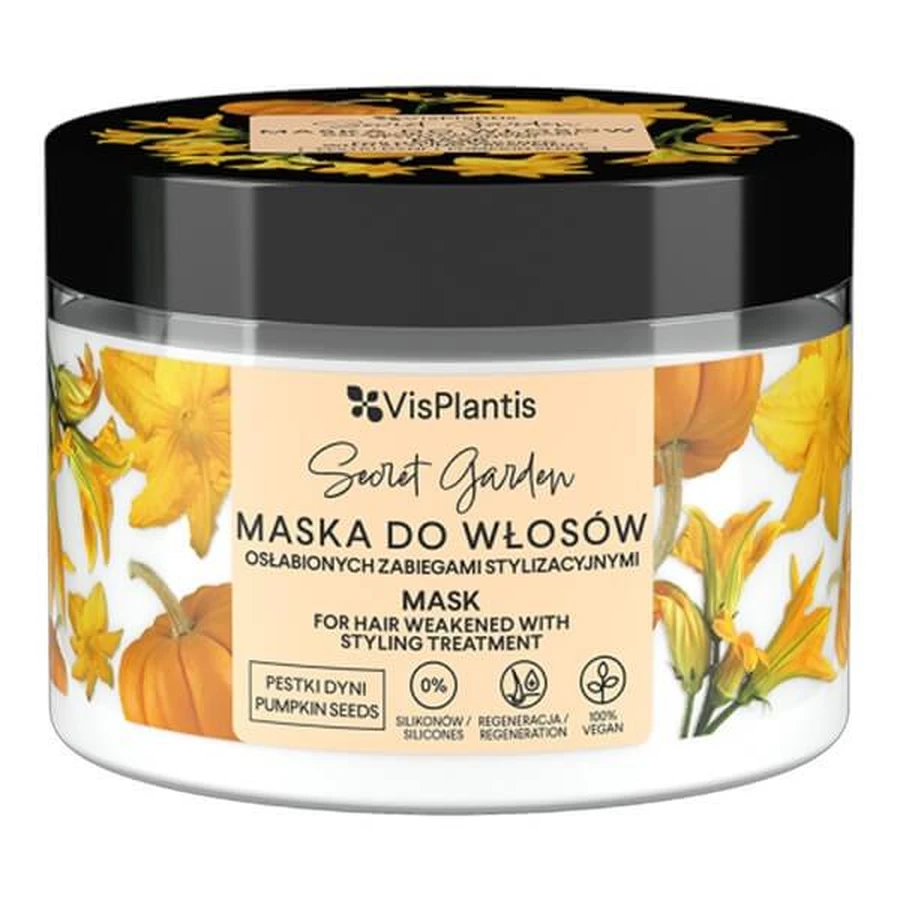 Vis Plantis, mask for hair weakened by styling treatments, pumpkin seeds, wheat and oats, 300 ml