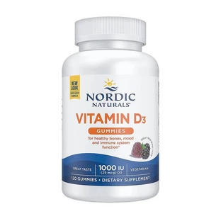 Nordic Naturals Vitamin D3 Gummies 1000 IU, bonbons à la gelée, goût mûre, 120 pcs.