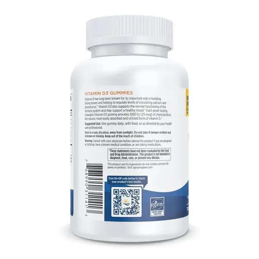 Nordic Naturals Vitamin D3 Gummies 1000 IU, bonbons à la gelée, goût mûre, 120 pcs.