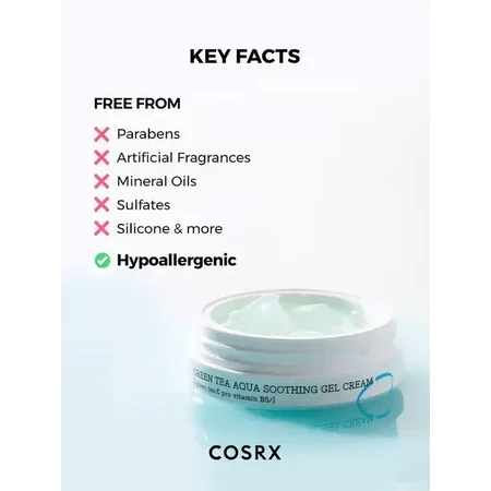 Cosrx Hydrium Green Tea Aqua Gel Crema Calmante, gel-crema facial hidratante-refrigerante, 50 ml