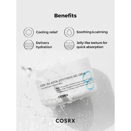 Cosrx Hydrium Green Tea Aqua Gel Crema Calmante, gel-crema facial hidratante-refrigerante, 50 ml