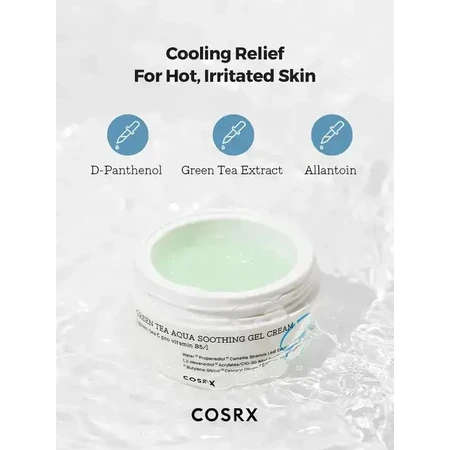 Cosrx Hydrium Green Tea Aqua Gel Crema Calmante, gel-crema facial hidratante-refrigerante, 50 ml
