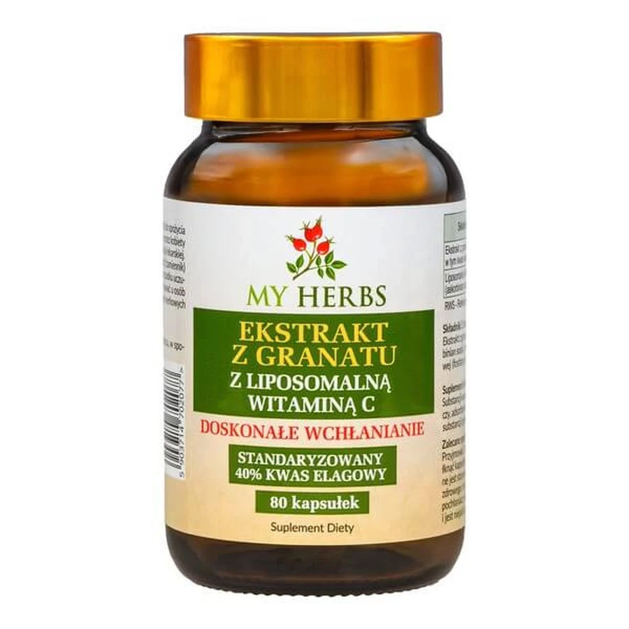 My Herbs Estratto di melograno con vitamina C liposomiale, capsule, 80 pz.