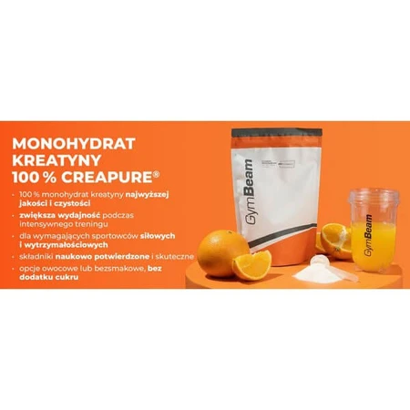 GymBeam Creapure Creatine Monohydrate, powder, lemon-lime flavor, 250 g