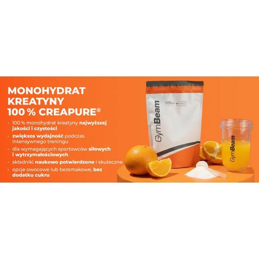 GymBeam Creapure Creatine Monohydrate, powder, lemon-lime flavor, 250 g