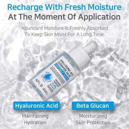 APLB Hyaluronsäure Ceramide HA B5 Ampulle, feuchtigkeitsspendendes Gesichtsserum mit Hyaluronsäure, Ceramiden und Vitamin B5, 40 ml