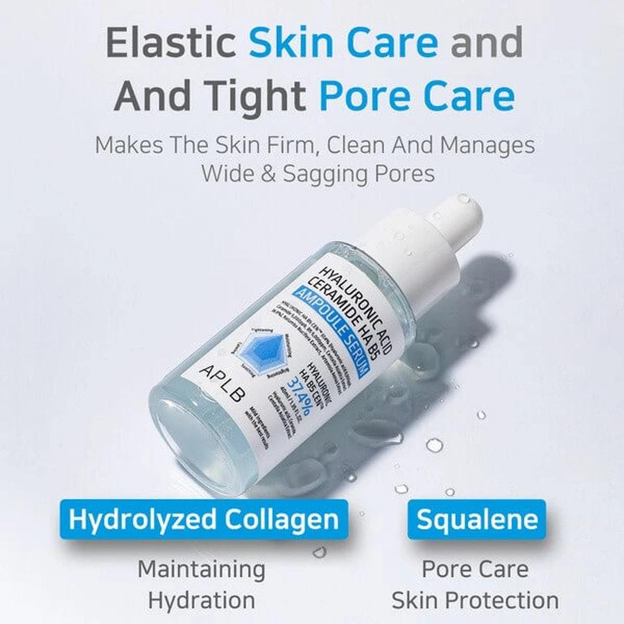 APLB Hyaluronsäure Ceramide HA B5 Ampulle, feuchtigkeitsspendendes Gesichtsserum mit Hyaluronsäure, Ceramiden und Vitamin B5, 40 ml