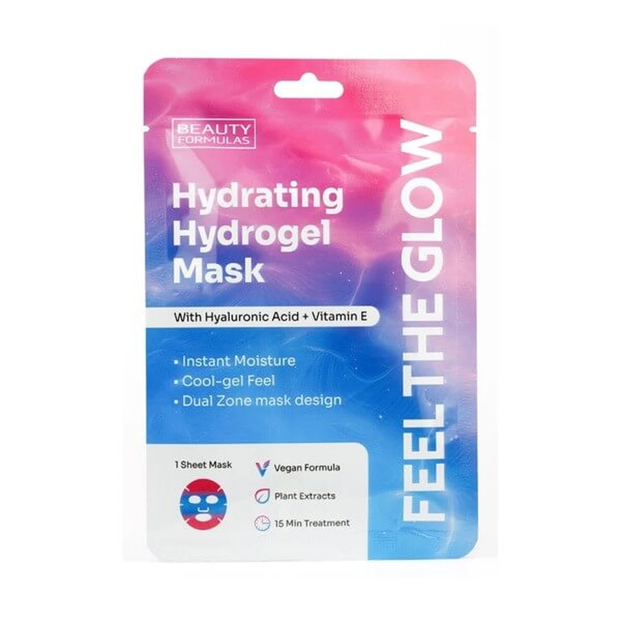Beauty Formulas, Hydrogel-Feuchtigkeitsmaske mit Hyaluronsäure und Vitamin E, 1 Stk.
