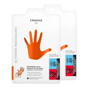 Set van 2 x L`Biotica, regenererend handmasker met handschoenen, 26 g