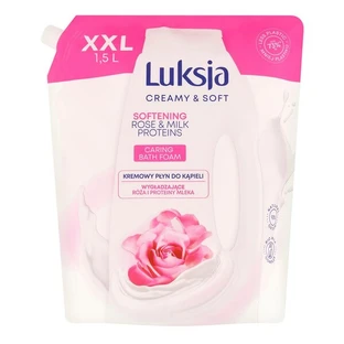 Luxja Creamy &amp; Soft Creams badvloeistof, verzachtende roos en melkproteïnen, navulling, 1,5 l