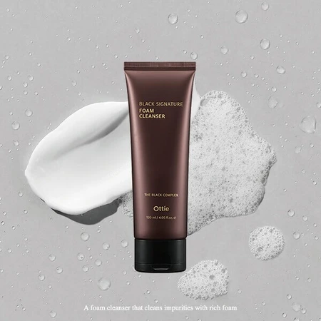 OTTIE Black Signature Foam Cleanser, cleansing foam with snail mucus, 120 ml.