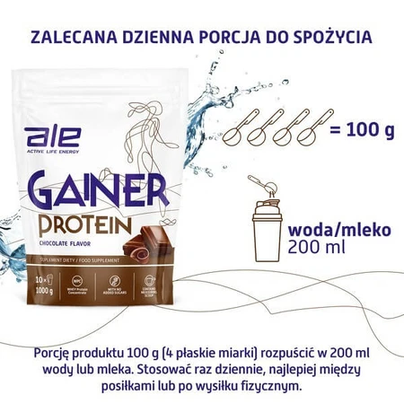 3er-Set ALE Gainer Protein Schokoladengeschmack