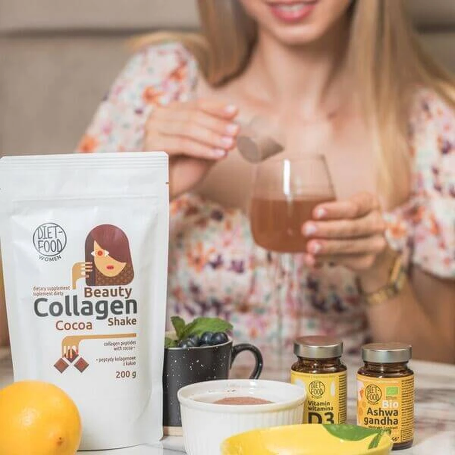 Diet-Food Women Beauty Collagen Shake Ciocolată, pulbere, 200 g