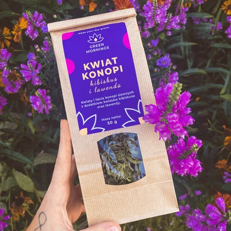 Matin vert, Fleur de chanvre, hibiscus et lavande, thé de chanvre, 50 g