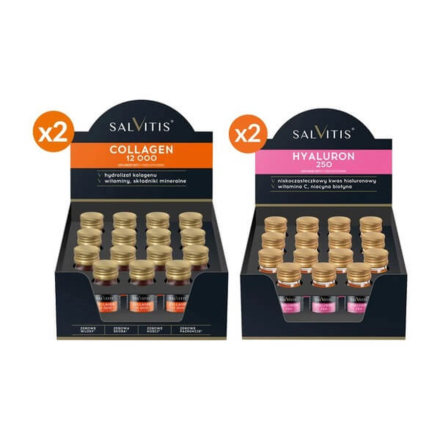 Salvitis Hyaluron 250 set, 30 ml x 30 uds. + Salvitis Colágeno 12000, 30 ml x 30 uds.