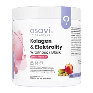Osavi Collagen &amp; Electrolytes Vitality and Shine, powder, apple-rhubarb flavor, 390 g