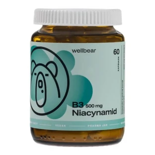 Wellbear Vitamin B3 500 mg Niacinamide, capsules, 60 pcs.