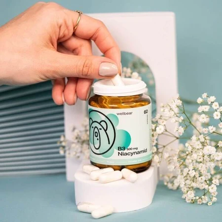 Wellbear Vitamin B3 500 mg Niacinamide, capsules, 60 pcs.