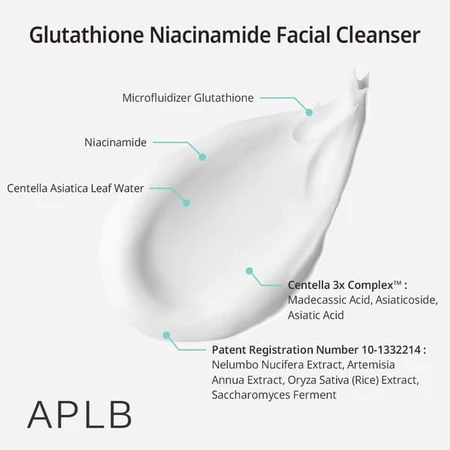 APLB Glutathione Niacinamide Facial Cleanser, gel limpiador facial con glutatión y niacinamida, 80 ml