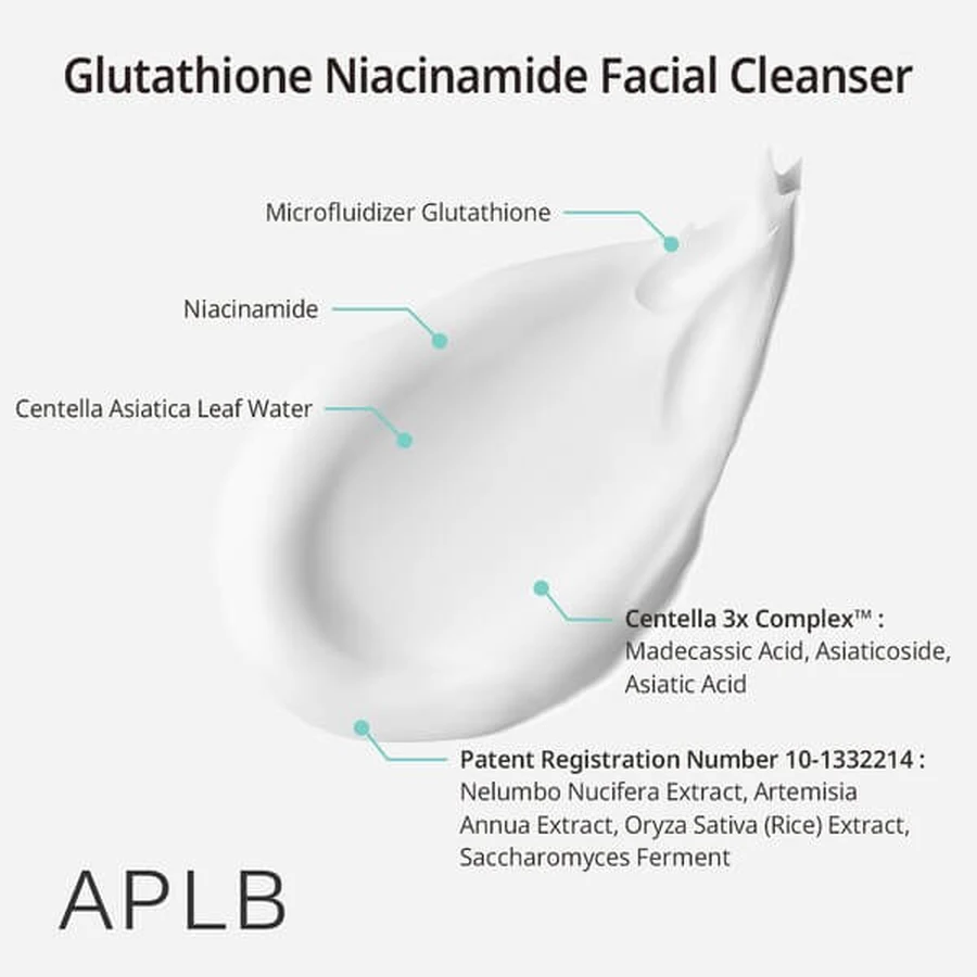 APLB Glutathione Niacinamide Facial Cleanser, gel limpiador facial con glutatión y niacinamida, 80 ml
